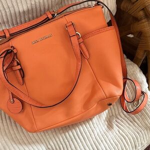 Dana Buchman Vibrant Orange Pebbled Leather Tote